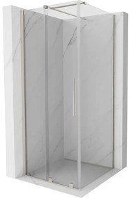 Mexen Velar, sprchový kút s posuvnými dverami 110 x 110 cm, 8mm číre sklo, brúsená oceľ, 871-110-110-01-97