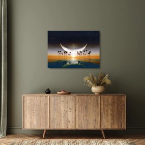 Sklenený obraz - Mesiac nad palmami (70x50 cm)