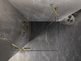 Mexen Lunar Duo, výklopný sprchový kút 80 x 80 cm, 8mm číre sklo, zlatý matný profil, 834-080L-080P-55-00