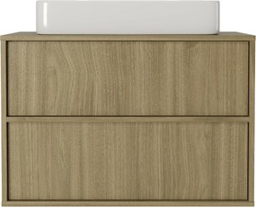Závesná skrinka pod umývadlo Mossy s doskou 80 cm dub perleťový