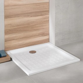 VILLEROY &amp; BOCH O.novo štvorcová sprchová vanička z keramiky, na podlahu, s lesklým povrchom a výstupkami, 1000 x 1000 x 60 mm, biela alpská, 60601001