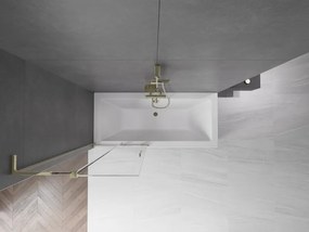 Mexen Velar L, 2-krídlová posuvná vaňová zástena 85 x 150 cm, 8mm číre sklo, zlatý lesklý profil, 896-085-003-01-50