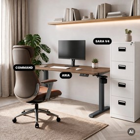 Elektrický stôl s reguláciou výšky ergonomický antracitový/orech,1400x700 mm: ARIA