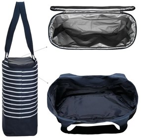 anndora Nákupná taška 2 v 1 látková a izolačná taška — modrá s pruhmi