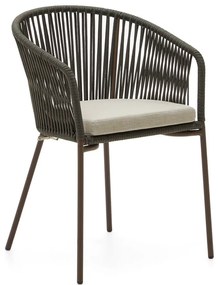 Zelená kovová/polstrovaná záhradná stolička Yanet – Kave Home