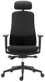 Kancelárska ergonomická stolička FARRELL — látka, čierna, nosnosť 130 kg