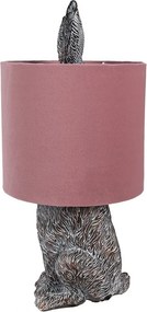 Šedá stolná lampa králik s ružovým tienidlom Rabbi - Ø 20*43 cm