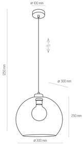 TK-LIGHTING Závesné moderné svietidlo na lanku CUBUS, 1xE27, 60W, guľa, číre