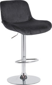 Barová stolička Solon - zamat, chróm rám - čierna