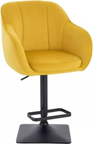 LuxuryForm DESIGN Barová stolička AVOLA VELUR na čiernej hranatej podstave - žltá