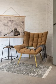 Šedo-zelený bavlnený koberec so ornamentmi a strapcami - 70*120 cm