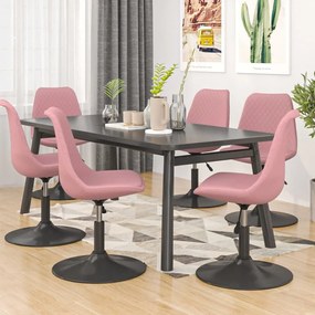 Otočné jedálenské stoličky 6 ks ružové zamatové 3085419