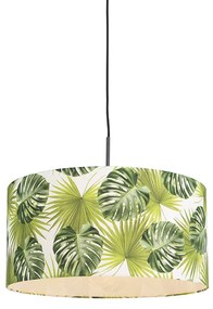 Botanická závesná lampa čierna s tienidlom Leaf 50cm - Combi 1