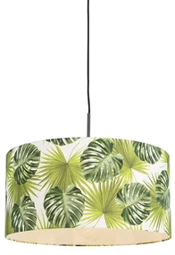Botanické závesné svietidlo čierne s tienidlom s listami 50 cm - Combi 1