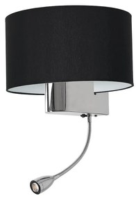 EUlight Nástenné svietidlo Napoli, 1x čierne textilné tienidlo + 1xLED 1w, ch