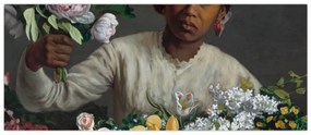 Obraz - Frédéric Bazille, Young Woman with Peonies, reprodukcia (120x50 cm)