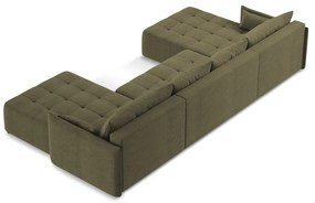 Khaki rozkladacia/s úložným priestorom rohová pohovka (do tvaru "U") Moku – Makamii
