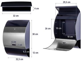 STILISTA nástenná poštová schránka 33 x 48 x 17 cm, oceľ