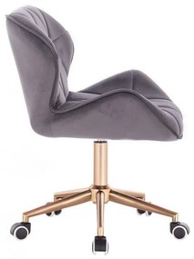 LuxuryForm DESIGN Stolička MILANO VELUR na zlatej podstave s kolieskami - tmavo šedá