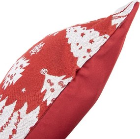 Bielo-červený dekoračný vankúš so snehovými vločkami - 44*44*4 cm