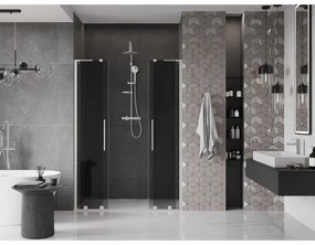 Mexen Velar L Duo, posuvné sprchové dvere do otvoru 140 cm, 8mm šedé sklo, brúsená oceľ, 871-140-003-42-97