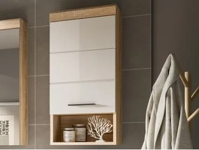 Nástenná kúpeľňová skrinka Lambada, dub sonoma/biela lesk%