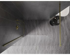 Mexen Kioto-X, sprchová zástena 150 x 200 cm, 10mm číre sklo, zlatý lesklý profil, 800-150-101-50-00-X