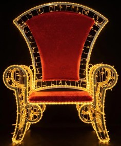 DECOLED Vianočná interiérová stolička, 850 teplých bielych LED diód, červené sedadlo