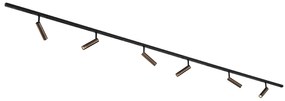 Moderný koľajnicový systém s 6 tmavo bronzovými bodovými svetlami 1-fázový - Slimline Uzzy