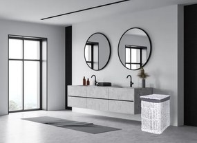 Prútený kôš na bielizeň 72 l biely / sivý