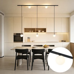 Moderný koľajnicový systém čierny s 2 reflektormi a 3 závesnými svietidlami 1-fázový - Slimline Eira