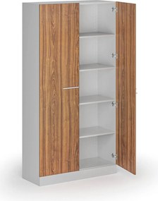 Kovová spisová skriňa s drevenými dverami, demontovaná, 1950 x 1000 x 400 mm, orech