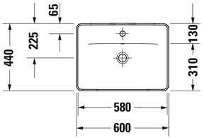 Duravit D-Neo - Vstavané umývadlo pre zabudovanie zhora 600x440 mm, s prepadom, biela 0357600027