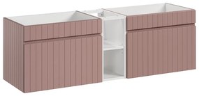 Závěsná skříňka pod umyvadlo Iconic 140 cm bílá/růžová