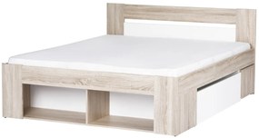 Dvoulůžková postel Milo 09 160/200 s nočními stolky a zásuvkami dub sonoma/bílá