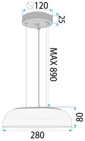 Toolight Toolight, LED závesné svietidlo 28x28cm, 12W, 4000K, APP1691-1PC, zlatá lesklá, OSW-04334