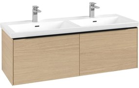 VILLEROY &amp; BOCH Subway 3.0 závesná skrinka pod dvojumývadlo, 2 zásuvky, s LED osvetlením, 1272 x 478 x 429 mm, Nordic Oak, C567L1VJ