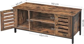 TV stolík, TV skrinka s lamelovými dvierkami, pre televízory do 50", rustikálny hnedý