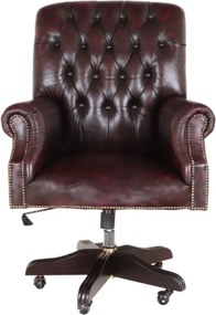 Kancelárska stolička Chesterfield Office chair z pravej hovädzej kože New Red New Red