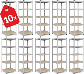 Akcia 10x Regál 180x40x40 cm pozinkovaný 5-policový, nosnosť 875 kg