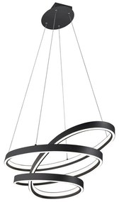 Čierne LED závesné svietidlo s hlasovým ovládaním/s ovládaním pomocou mobilnej aplikácie s kovovým tienidlom Ciola – CINQUE