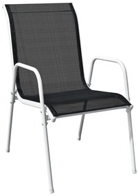 vidaXL Stohovateľné záhradné stoličky 6 ks, oceľ a textilén, čierne
