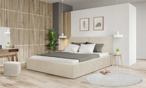 Posteľ Inez 180x200 cm, krémová štruktúrovaná látka