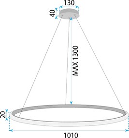 Toolight Toolight, LED stropné osvetlenie 100cm, 60W, 3000K, LHJ006-CP, zlatá matná, OSW-60003