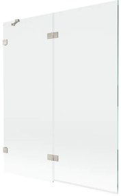 Mexen Lunar, 2-krídlová vaňová zástena ľavá 140 x 150 cm, číre sklo, brúsená oceľ, 897-140-100-97-00-L