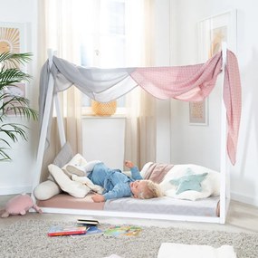 Biela domčeková detská posteľ 70x140 cm Montessori – Roba