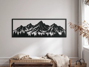 drevko Široký obraz Hory za lesom Rozmer obrazu: 22 x 65 cm, Farba dekorácie: Čierna