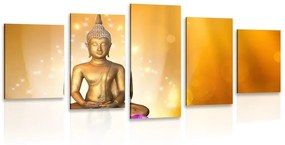 5-dielny obraz socha Budhu na lotosovom kvete - 200x100