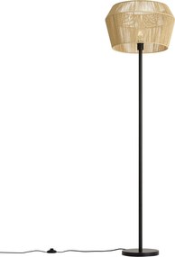 Stojaca lampa čierna s béžovým tienidlom z papierového lana 50/50/30 - Simplo