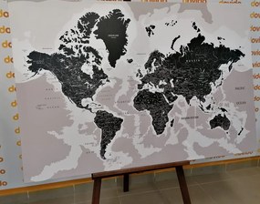 Obraz na korku moderná čiernobiela mapa